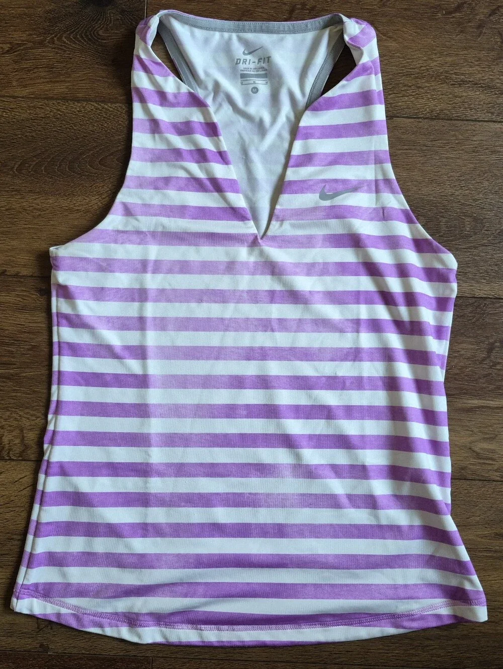 NEW Nike Dri-Fit Purple White Stripe Pure Tennis Tank Top Sz M